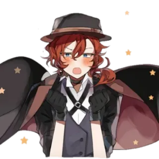 ✨ 2f1689e6 Chuuya Nakahara Bungo Stray Dogs anime, manga, BSD, hat, cute, angry whatsapp sticker