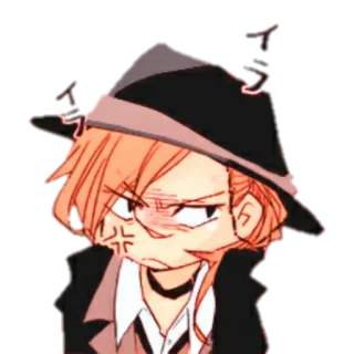 😒 48e9f421 anime, angry, chibi, hat whatsapp sticker
