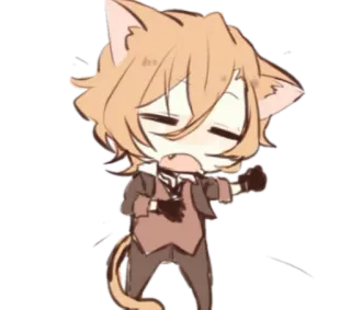 ✨ 7c159540 Atsushi Nakajima Bungou Stray Dogs anime, manga, cat, cute, chibi whatsapp sticker