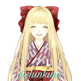 ™ cecc374f @shinkihe anime, girl, kimono, cute, blonde whatsapp sticker