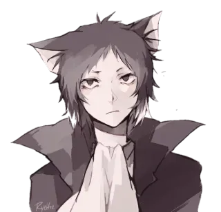 😾 ced9036b anime, cat ears, sad, manga, cute whatsapp sticker