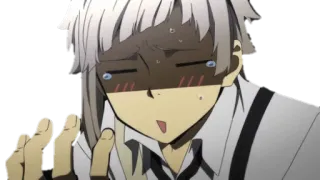 😅 e9beb964 Atsushi Nakajima Bungo Stray Dogs anime, blush, suspicious, sweat, confused whatsapp sticker