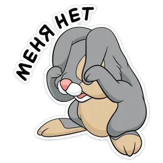 🙈 91ad8a4d МЕНЯ НЕТ lapin, mignon, animaux, dessin animé, cache yeux telegram sticker