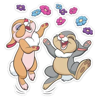 🌸 aa5708f7 dessin animé, lapin, lapinou, fleurs, mignon telegram sticker