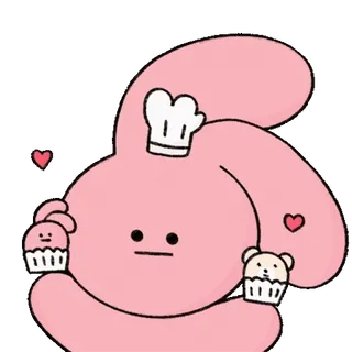 🧑 44ecd341 милый, кролик, капкейки, поварской колпак, розовый, каваий, десерт, выпечка whatsapp sticker