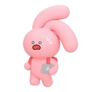 😨 91d8a09e зайчик, розовый, милый, рюкзак, мультик, удивлен whatsapp sticker