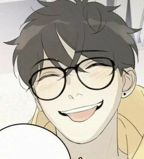 😝 04fa2e20 卡通, 男人, 微笑, 眼镜, 男孩, 肖像 telegram sticker