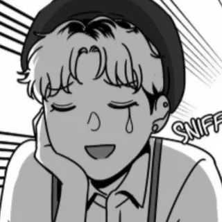 🥲 7bff819a SNIFF 哭, 难过, 抽泣, 漫画, 情感, 黑白, 眼泪 telegram sticker