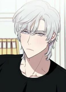 😕 cfecafeb 男人, 动漫, 帅哥, 银发, 耳环, 角色, 男生 telegram sticker