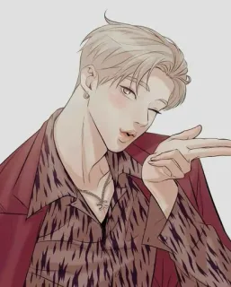 😘 d3af241b 男人, 金色, 眨眼, 飞吻, 肖像 telegram sticker