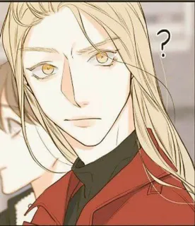 ❔ f656319b ? 男人, 问号, 动漫, 角色, 金发, 红色外套 telegram sticker