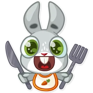 🍴 76198691 rabbit, bunny, cartoon, animal, food, knife, fork whatsapp sticker