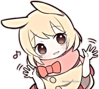 😁 580f45ae fille anime, mignon, kawaii, oreilles de lapin, dessin animé, personnage telegram sticker