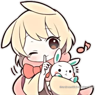 🤫 5edb3a4e Animé, Mignon, Kawaii, Dessin animé, Lapin, Autocollant, Chibi telegram sticker