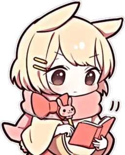☺️ 65ea9181 Anime, Manga, Kawaii, Mignon, Lecture, Livre, Chibi, Dessin animé telegram sticker