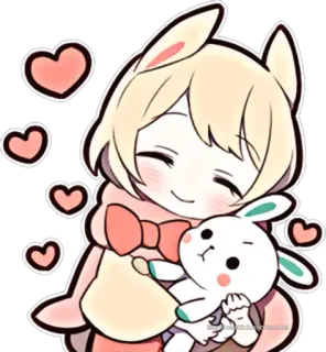 🥰 6d3aa4a0 mignon, lapin, coeurs, animé, chibi, kawaii telegram sticker