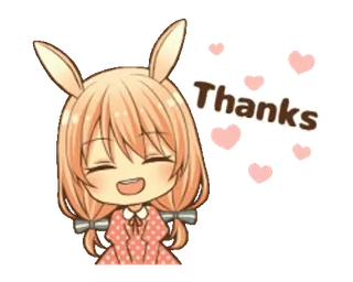 😊 20d042e4 Thanks 애니메이션, 토끼, 소녀, 카와이, 감사합니다, 귀여운 telegram sticker
