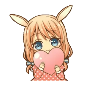 ♥️ 29e5c806 애니메이션 소녀, 토끼 귀, 하트, 귀여운, 카와이 telegram sticker