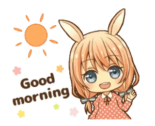 ☀️ 49c9eb41 Good morning 좋은 아침, 토끼, 귀여운, 태양, 인사 telegram sticker