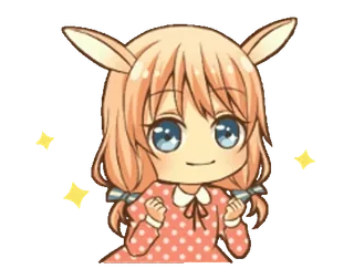 ✨ 95bcf9fa 애니메이션 여자, 토끼 귀, 만화, 귀여운, 치비 telegram sticker