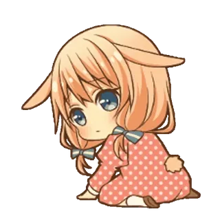 ☹️ 992f6506 애니메이션, 카와이, 치비, 귀여운, 소녀, 토끼, 만화, 일러스트 telegram sticker