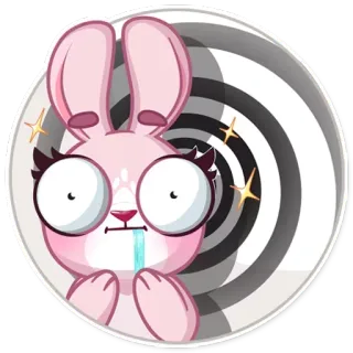 😲 014689cb 토끼, 만화, 웃긴, 어지러움, 최면, 분홍 telegram sticker