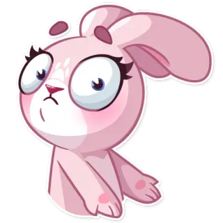 😐 32dea483 만화, 토끼, 분홍색, 동물, 귀여운, 스티커, 토끼, 웃긴 telegram sticker