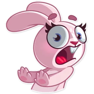 😧 9bd9d736 만화, 토끼, 분홍색, 웃긴, 무서운, 캐릭터 telegram sticker