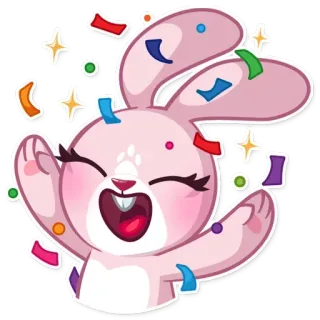 🎉 af7998f0 토끼, 종이, 축하, 행복, 귀여운, 분홍 telegram sticker