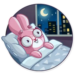 😴 fdd5755b 토끼, 수면, 밤, 만화, 침대, 베개, 귀여운 telegram sticker