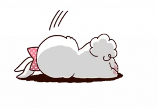 🙈 0f1719db 動物, 可愛い, リボン, 寝そべり, 漫画 telegram sticker