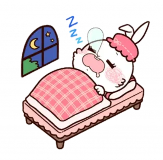 😴 1a1cdeab 睡眠, ウサギ, ベッド, 夜, 可愛い, アニメ, 眠い telegram sticker