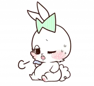😔 60b4b977 かわいい, ウサギ, ウサギ, アニメ, 動物 telegram sticker