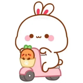 🌟 274b5819 bunny, rabbit, scooter, kawaii, cute, cartoon whatsapp sticker