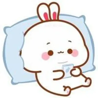 🌟 c932ef9f bunny, cute, cartoon, pillow, rabbit whatsapp sticker