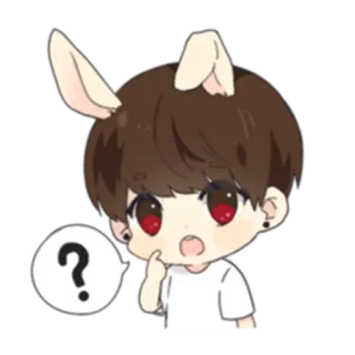 ❓ 53967f9c ? Frage, Denken, Süß, Hase, Chibi, Verwirrt telegram sticker