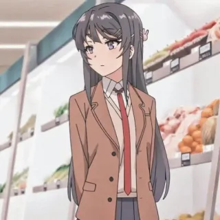 🐰 1ff125fc Mai Sakurajima Rascal Does Not Dream of Bunny Girl Senpai Anime, Fille, Supermarché, Shopping, Personnage, Mignon, Uniforme scolaire whatsapp sticker