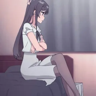 🐰 e9e90269 Mai Sakurajima Rascal Does Not Dream of Bunny Girl Senpai Anime, Fille, Bunny Girl Senpai, Assise, Triste, Mai Sakurajima whatsapp sticker