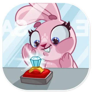 💍 05d542e9 зайчик, кролик, кольцо с бриллиантом, ювелирные изделия, милый, животное, мультик, розовый telegram sticker