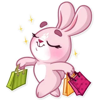 🛍 74217986 Шопинг, Кролик, Заяц, Милый, Сумки, Розовый telegram sticker