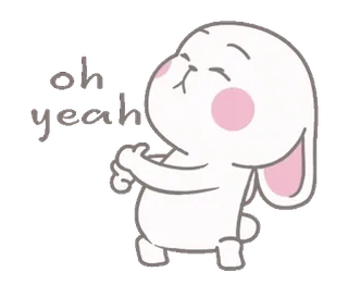 👍 ba96482f Oh yeah coniglio, carino, festa, felice, emozione whatsapp sticker
