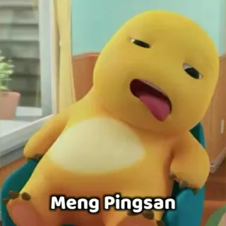 😡 60e6db0f Meng Pingsan 만화, 피곤한, 지친, 노란색, 혀, 귀여운, 공룡 telegram sticker