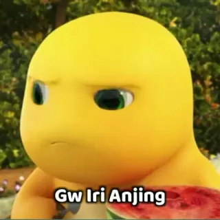 😡 7f27d19b Gw Iri Anjing 공룡, 만화, 노란색, 화난, 텍스트, 밈 telegram sticker