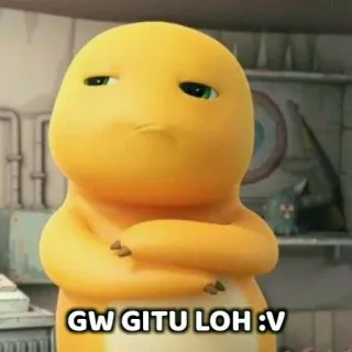 😡 8e6dfef7 GW GITU LOH :V 귀여운, 공룡, 노란색, 표정, 나다움 telegram sticker