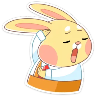 😊 09c54277 coelho, desenho animado, animal, fofo, sonolento, bocejo, exausto, cansado telegram sticker