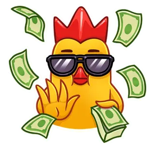 🤑 7bfc9238 お金, 富, 金持ち, 漫画, 鶏, 王冠, サングラス, 成功 telegram sticker