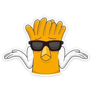 🤔 78b3089b poulet, dessin animé, lunettes, animal, autocollant, jaune telegram sticker