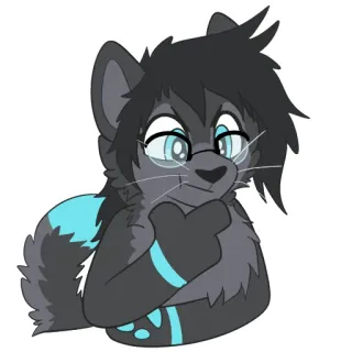 🤔 75001218 兽人, 卡通, 眼镜, 猫, 动物, 拟人 whatsapp sticker