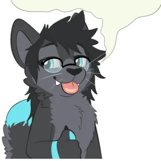 🌳 9f5c7fb9 狼, 兽人, 卡通, 拟人, 动物, 微笑, 手势 whatsapp sticker