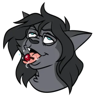 🍒 c261a153 兽人, 狼, 卡通, 樱桃, 舔, 贴纸 whatsapp sticker